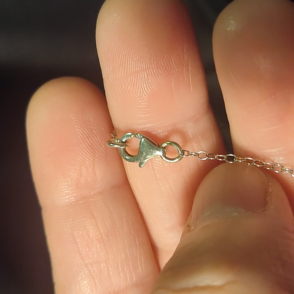 925 silver necklace, 5 brown pearls/7 1/2 inches long - Picture 3 of 3